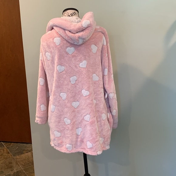 Colsie Pink Heart Short Warm Fleece Robe Women’s XS / Small - Picture 6 of 7